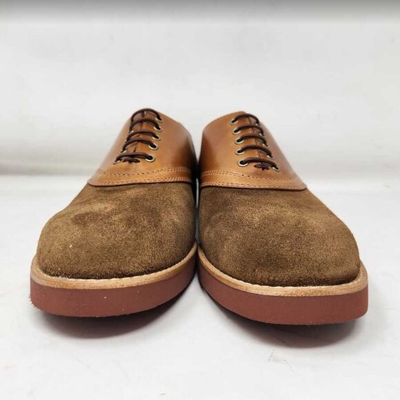New men\'s 9 J Crew saddle shoes in leather and English suede oxfords Camel Tan main image 8